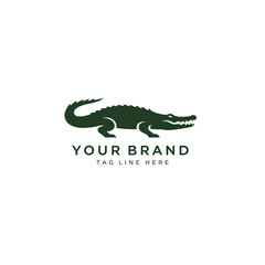 Fototapeta premium Crocodile logo vector illustration. Alligator brand identity silhouette