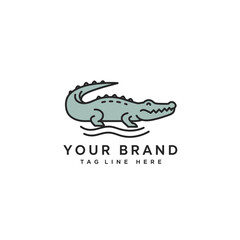 Crocodile logo vector illustration. Alligator brand identity silhouette