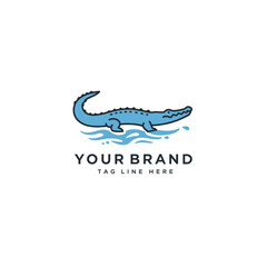 Obraz premium Crocodile logo vector illustration. Alligator brand identity silhouette