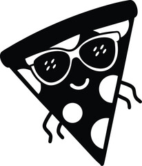 Happy Pizza Slice Character Vector silhouette