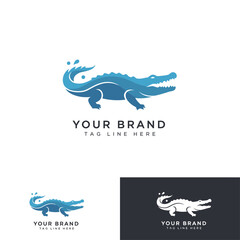 Obraz premium Crocodile logo vector illustration. Alligator brand identity silhouette