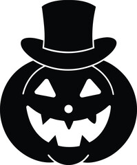 Pumpkin Head in a Top Hat Cartoon