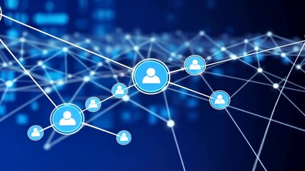 Abstract Network Connection with People Icons on Blue Background Visualization technology - Powered by Adobe