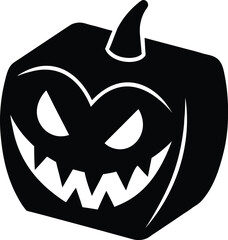 Evil Cube Halloween Face Vector