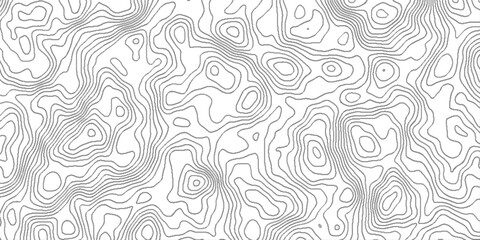 Fototapeta premium Continuous topographic pattern with white lines on dark backdrop, abstract pattern with lines topographic map background, topographic map pattern simple lines flat graphic design.