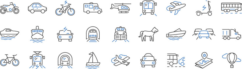 Transport, Car & Shipping Icon Set – Truck, Delivery, Package, Vehicle, Cargo, Fast Shipping, Transportation, Logistic, Road, Speed, Vector Icons