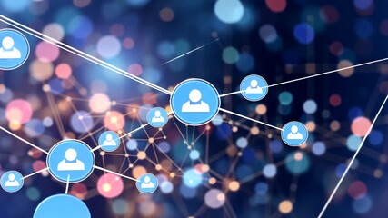 Abstract network connection with people icons, representing social media connection - Powered by Adobe