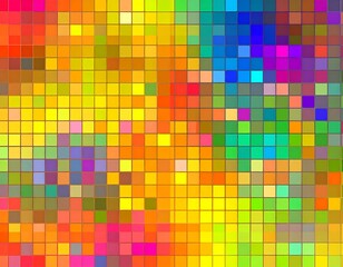 Vibrant mosaic of colored squares creating a joyful, abstract composition full of energy and