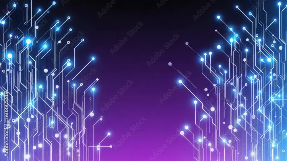 Poster futuristic glowing circuit board with data transferring, creating an abstract technological backgrou