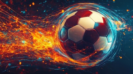 Fototapeta premium fiery soccer ball in motion
