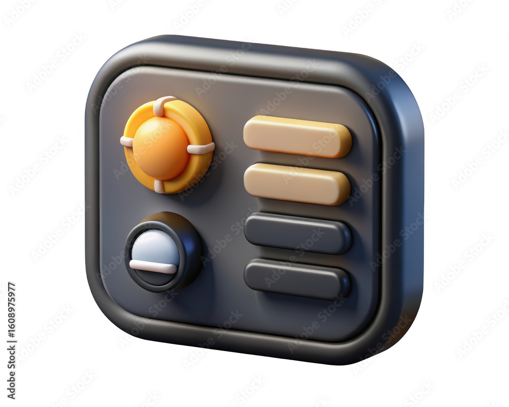 Poster stylized control panel icon interface graphic 3d rendered buttons knobs and switches on background r