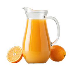 Orange juice in pitcher on transparent background
