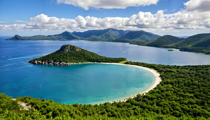 Naklejka premium Une île paradisiaque aux eaux turquoise
