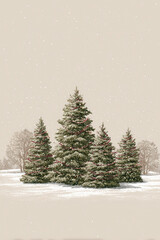 Fototapeta premium stunning new years scene features beautifully decorated christmas trees on clean solid color background
