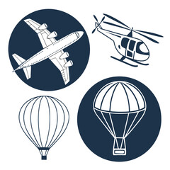 Airplane Helicopter Hot Air Balloons transport aviation