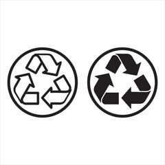 Two circular recycling symbols side by side