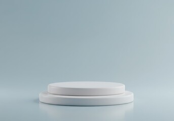 Minimalist White Podium on Light Blue Background - Empty Stage for Product Display or Presentation