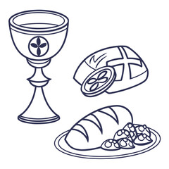 Chalice Bread And Wafer Religious Symbols communion