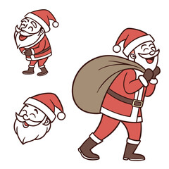 Cheerful Santa Claus figures with gifts Christmas holiday