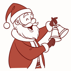 Cheerful santa holding sleigh bells ringing santa claus christmas