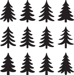 Obraz premium Stylized Holiday Tree Silhouettes – Minimal Fir and Spruce Shapes for Christmas DecorStylized Holiday Tree Silhouettes – Minimal Fir and Spruce Shapes for Christmas Decor