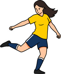 Fototapeta premium A woman skillfully kicks a soccer ball, showcasing athletic prowess.