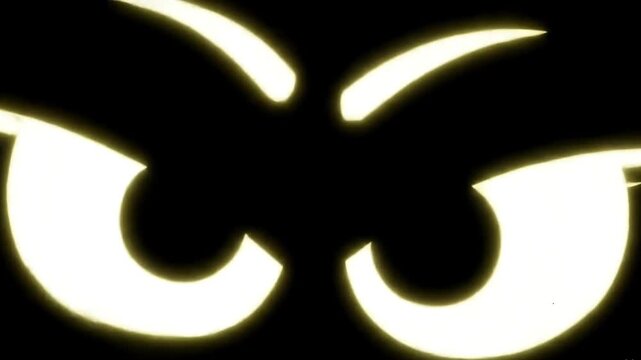 Funny Evil Cartoon Eyes on Black Background