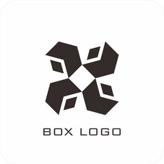 A set of editable vector box templates featuring isometric mockups, flat dieline layouts, and minimalist logo and icon designs. Ideal for product packaging, branding, and print use.