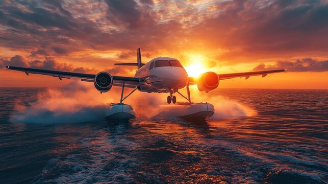 Waterplane landing at sunset (1)