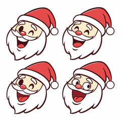 Happy Santa Claus faces with red hats Christmas holiday