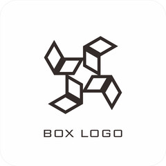 A set of editable vector box templates featuring isometric mockups, flat dieline layouts, and minimalist logo and icon designs. Ideal for product packaging, branding, and print use.