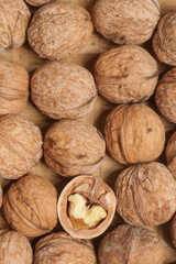 Rustic image of dry walnuts in a bowl