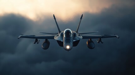 Fototapeta premium Military aircraft mid-mission, infrared view, night vision overlay, long-range combat