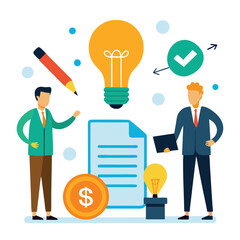 Investors signing startup funding deal isolated on white background