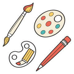 Paintbrush palette pencil art supplies artistic artist