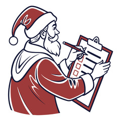 Santa Claus checking list with pencil christmas holiday