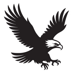 Fototapeta premium Majestic Bald Eagle in Fierce Silhouette Vector Illustration