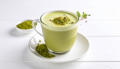 Delicious Matcha Latte with a sprinkle of Matcha Powder