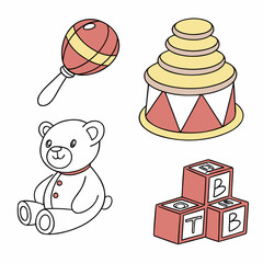 Teddy bear rattle stacking tower blocks alphabet blocks