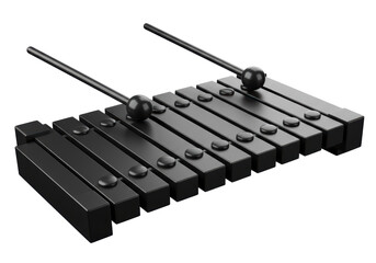 Naklejka premium Isolated Black Xylophone with Mallets Musical Instrument