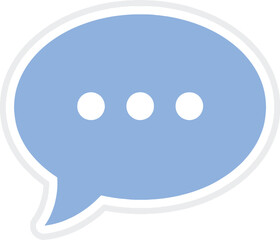 Simple blue speech bubble icon with three dots, representing a chat, message, or typing. A flat vector illustration for communication concepts.