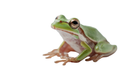 Green tree frog isolated white background

