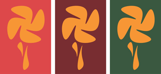 Floral card set in bauhaus style - 3 Color Variations