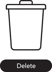 Simple Outline Illustration of a Trash Can with a Delete Button Symbolizing Removal and Disposal