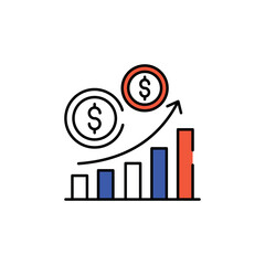 Money Growth icon design with white background stock illustration
