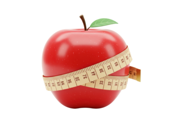 Isolated Red Apple Wrapped in Measuring Tape