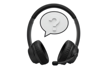 Isolated Customer Support Headphones with Question Mark Bubble