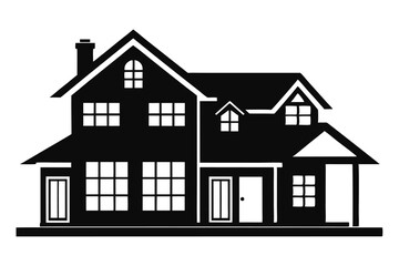 Fototapeta premium Duplex house black silhouette vector art isolated on white background