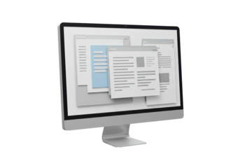 Isolated Computer Screen Displaying Multiple Browser Windows