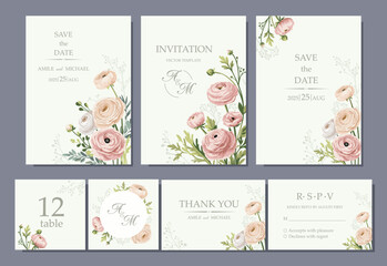 Collection of vector templates for wedding printing. Vector illustration in eps 10